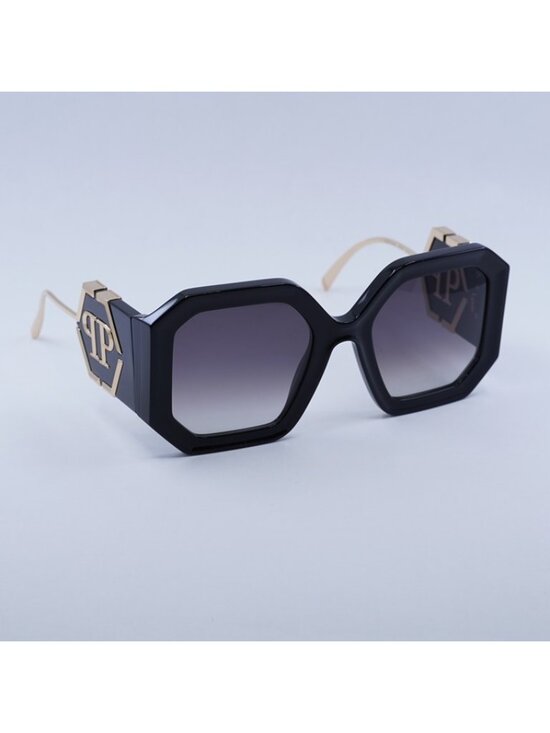 Philipp Plein SPP067 0700 Sunglasses Black Square Frame, Grey Gradient Lenses main image 11